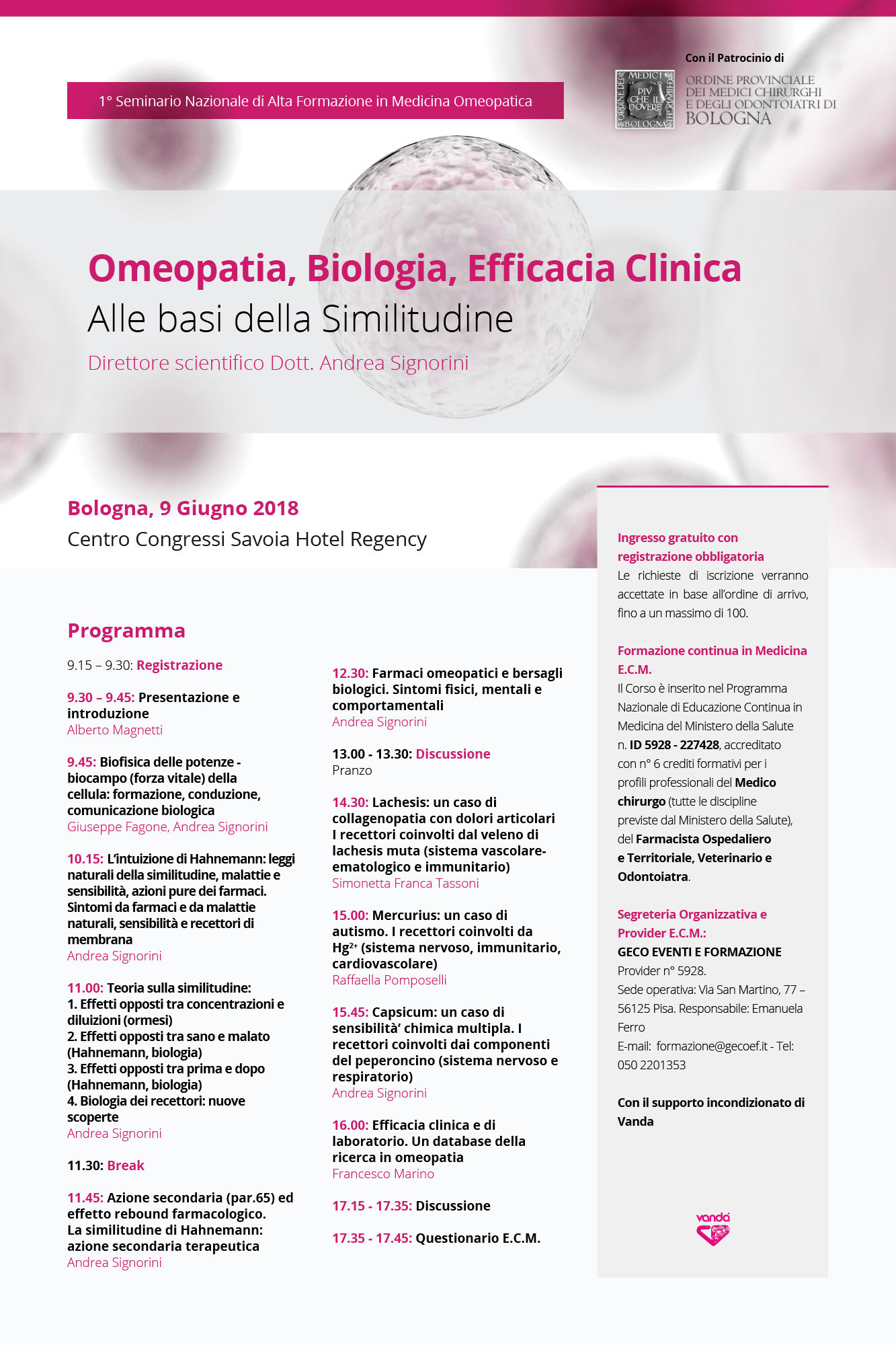 poster Omeopatia, Biologia, Efficacia Clinica